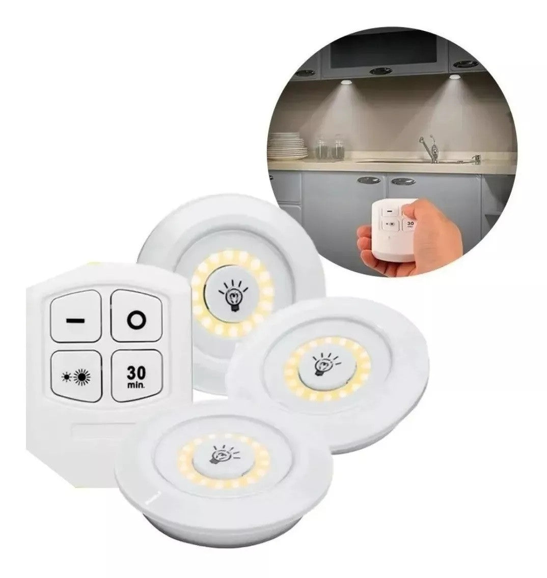 LUZ LED PRO INALAMBRICA ® SET X 3 CON CONTROL- ENVIO GRATIS