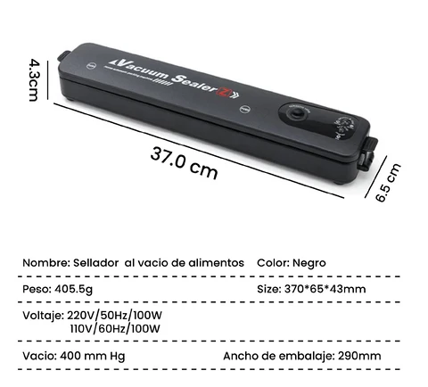 Máquina Selladora Al Vacío + 10 Bolsas de cortesia